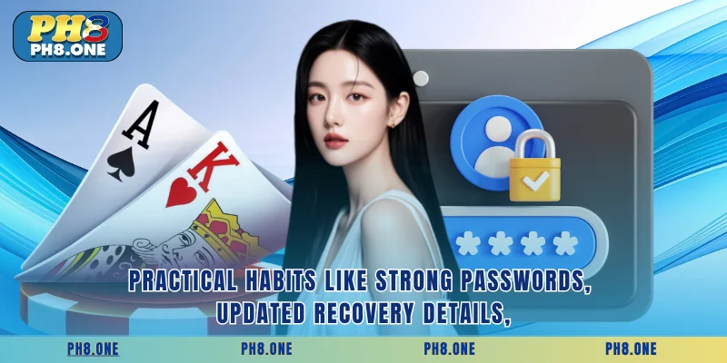 Practical habits like strong passwords, updated recovery details,